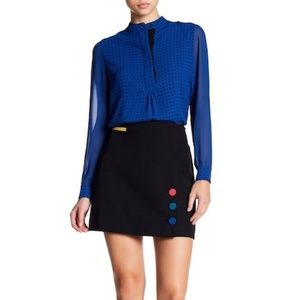 Anne Klein Womens A-Line Contrast Button Miniskirt